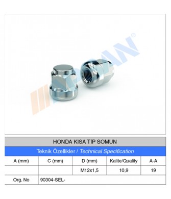 HONDA KISA TİP SOMUN HONDA KISA TİP SOMUN