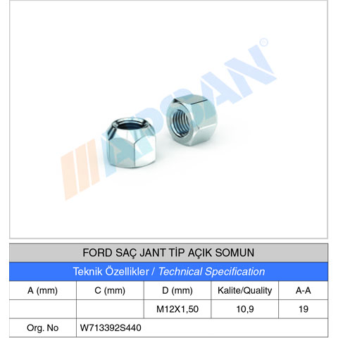 FORD SAÇ JANT TİP AÇIK SOMUN 