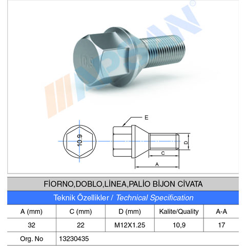 FİORİNO/DOLO/LİNEA/PALİO BİJON CİVATASI 