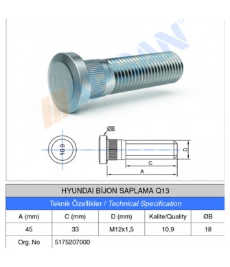 HYUNDAI BİJON SAPLAMASI Q13 HYUNDAI BİJON SAPLAMASI Q13