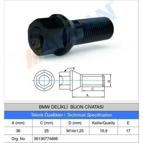 BMW DELİKLİ BİJON CİVATASI