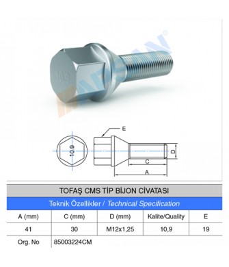 TOFAŞ CMS TİP BİJON CİVATASI TOFAŞ CMS TİP BİJON CİVATASI