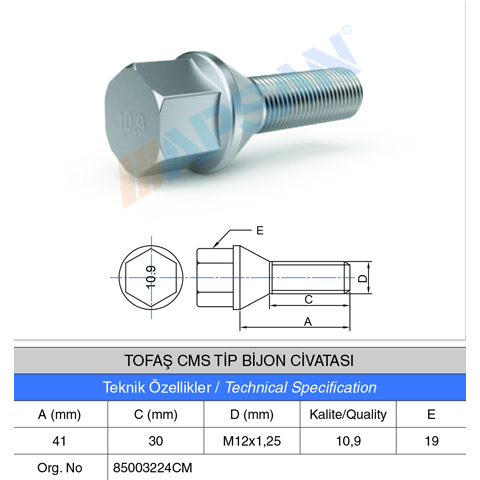 TOFAŞ CMS TİP BİJON CİVATASI 