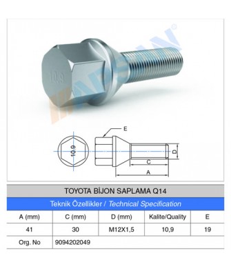 TOYOTA BİJON SAPLAMASI Q14 TOYOTA BİJON SAPLAMASI Q14