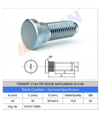 TRANSİT V184 ÖN BİJON SAPLAMASI Q15,80