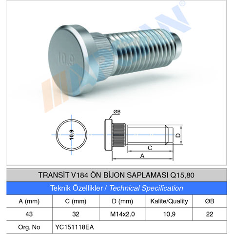 TRANSİT V184 ÖN BİJON SAPLAMASI Q15,80