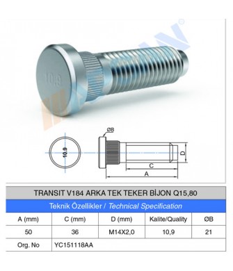TRANSİT V184 ARKA TEKER BİJON Q15,80 TRANSİT V184 ARKA TEKER BİJON Q15,80