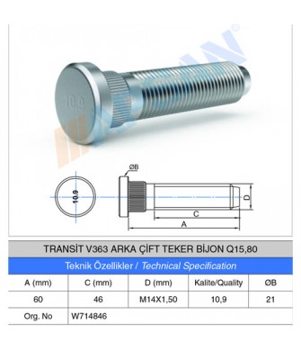 TRANSİT V363 ARKA ÇİFT TEKER BİJON Q15,80 TRANSİT V363 ARKA ÇİFT TEKER BİJON Q15,80