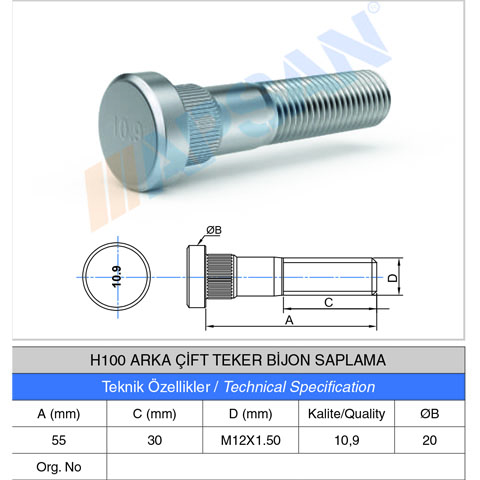 H100 ARKA ÇİFT TEKER BİJON SAPLAMASI 