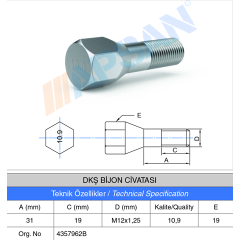DKŞ BİJON CİVATASI 31MM