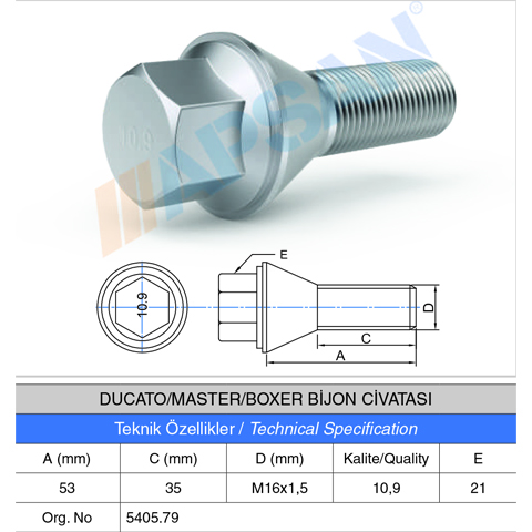 DUCATO/MASTER/BOXER BİJON CİVATSI