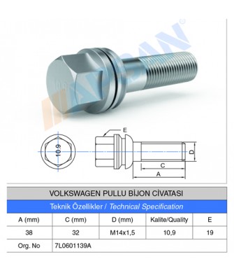 VOLKSWAGEN PULLU BİJON CİVATASI VOLKSWAGEN PULLU BİJON CİVATASI