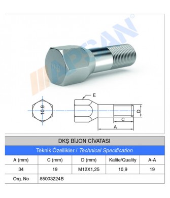 DKŞ BİJON CİVATASI 34MM 