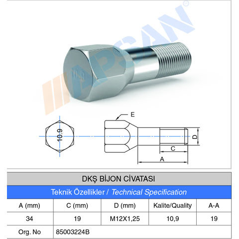 DKŞ BİJON CİVATASI 34MM 